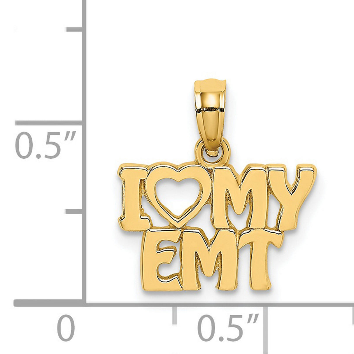 14k Yellow Gold EMT Pendant with I Love My EMT Heart Design, First Responder Tribute Charm