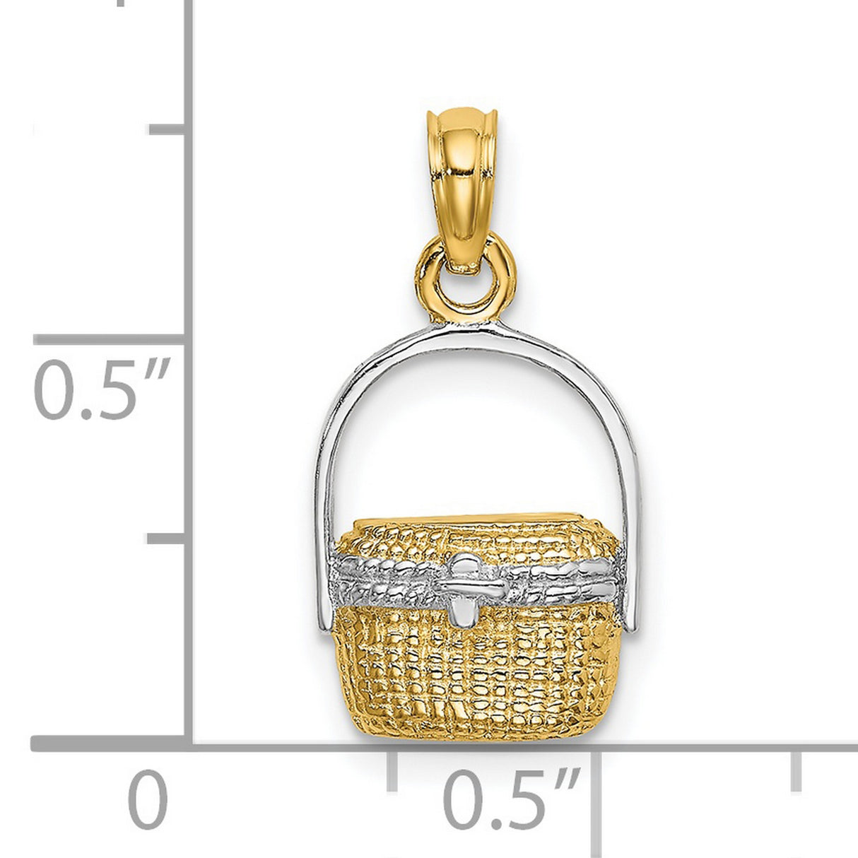 Nantucket Basket Charm Pendant in Real 14k Multi-Tone Gold
