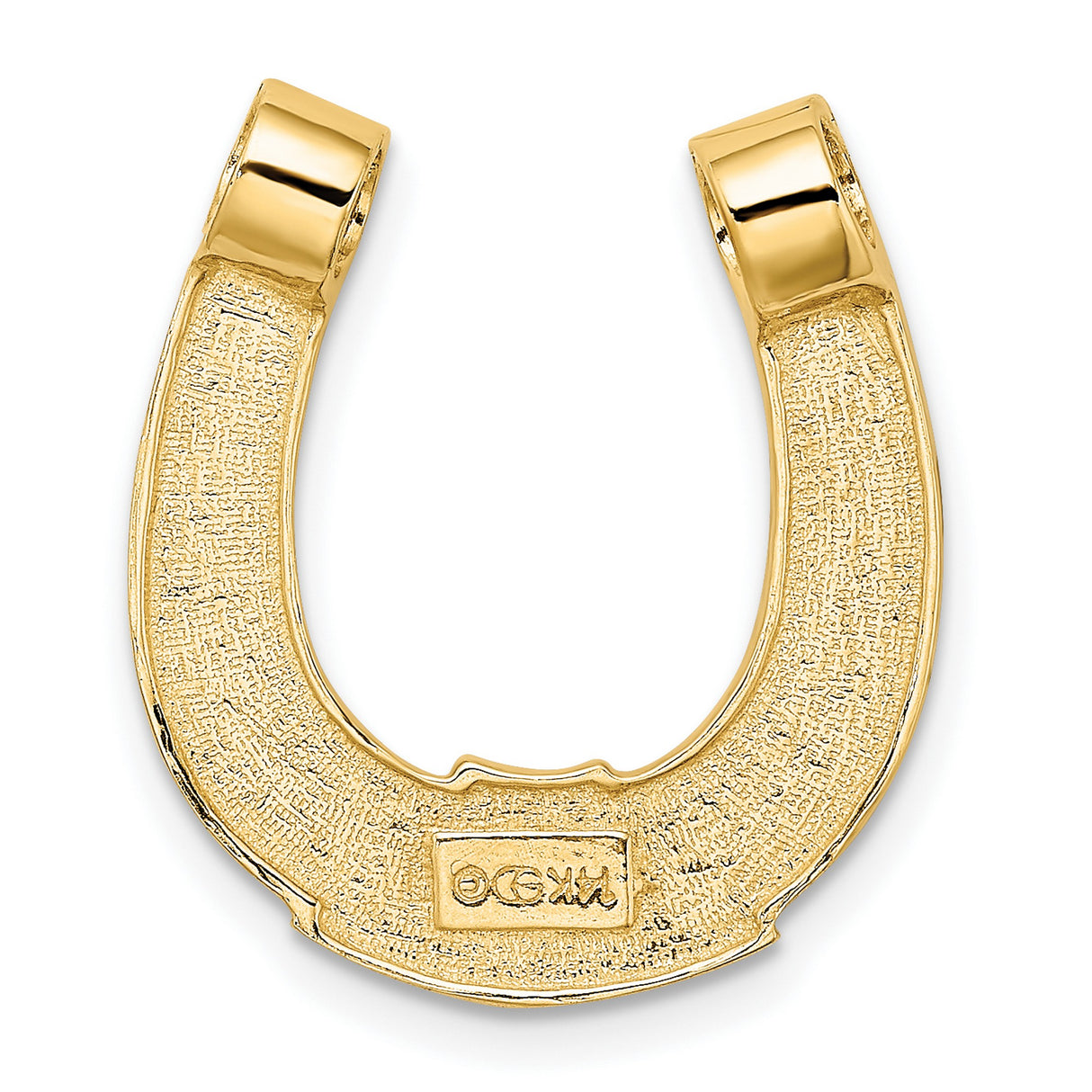 14k Yellow Gold and Rhodium Plated Horseshoe Pendant, Openwork Western Charm