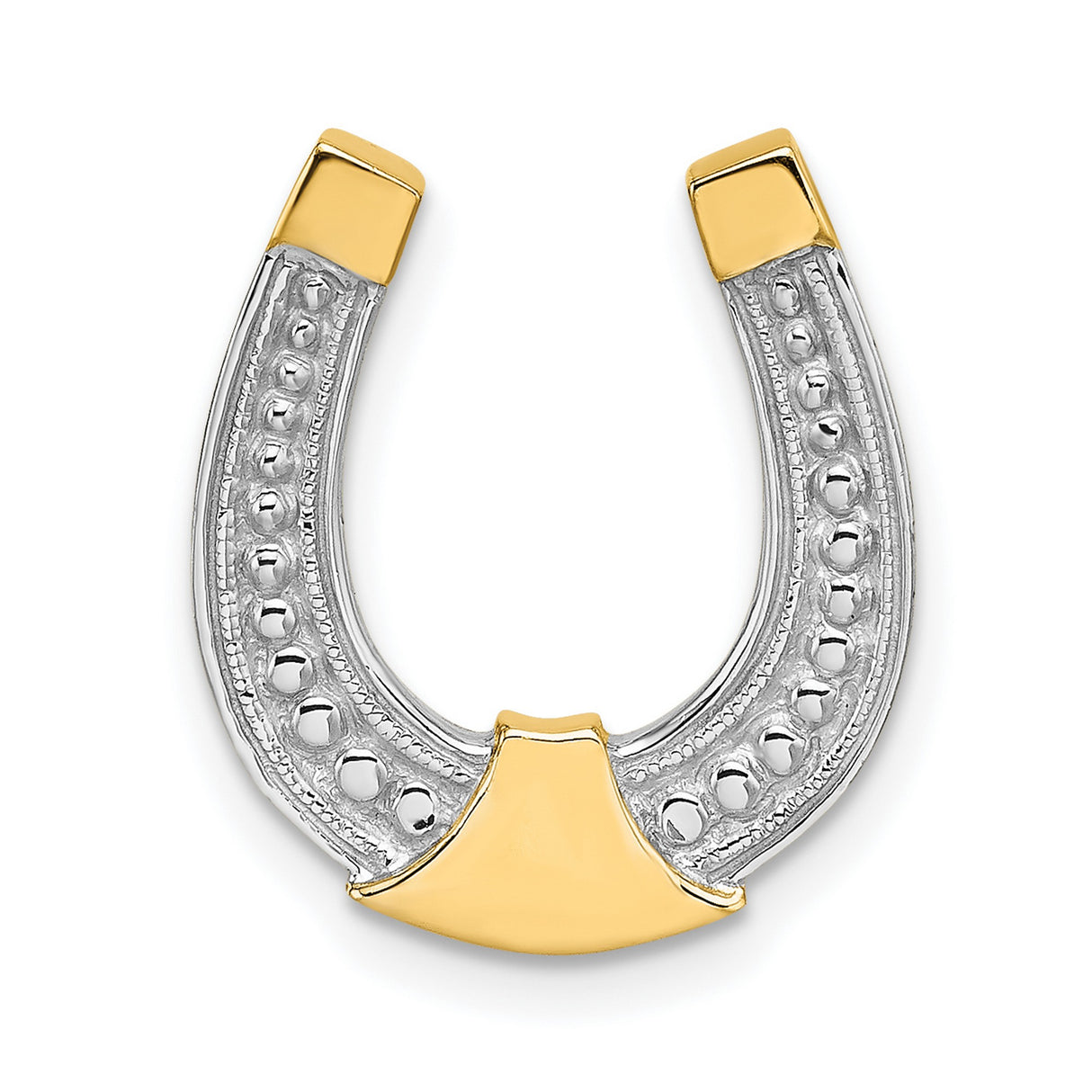 14k Multi-Tone Gold Horseshoe Pendant, Polished Western Luck Charm, Unisex Jewelry