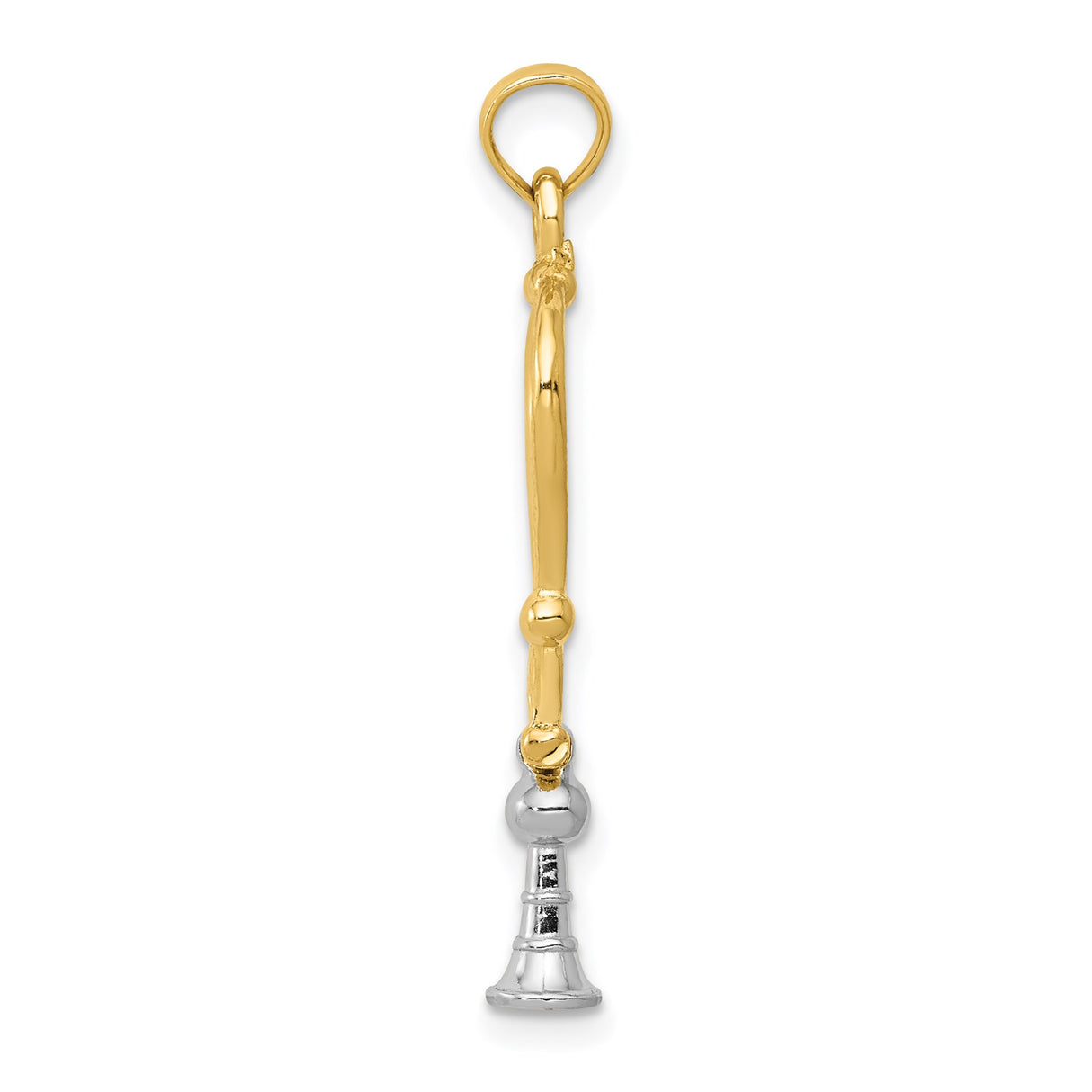 14k Two-Tone Gold Bishop Crozier and Miter Pendant, Catholic Religious Symbol for Faith and Leadership