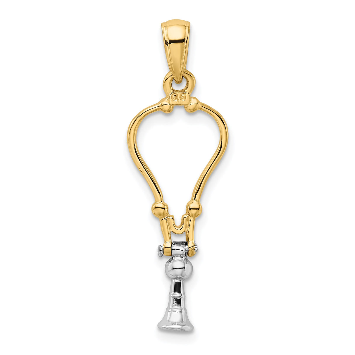 14k Two-Tone Gold Bishop Crozier and Miter Pendant, Catholic Religious Symbol for Faith and Leadership