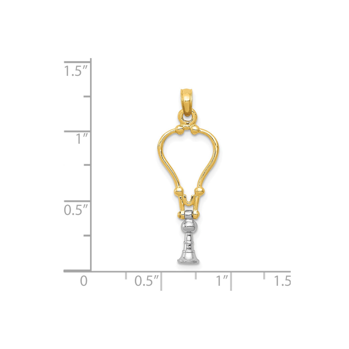 14k Two-Tone Gold Bishop Crozier and Miter Pendant, Catholic Religious Symbol for Faith and Leadership