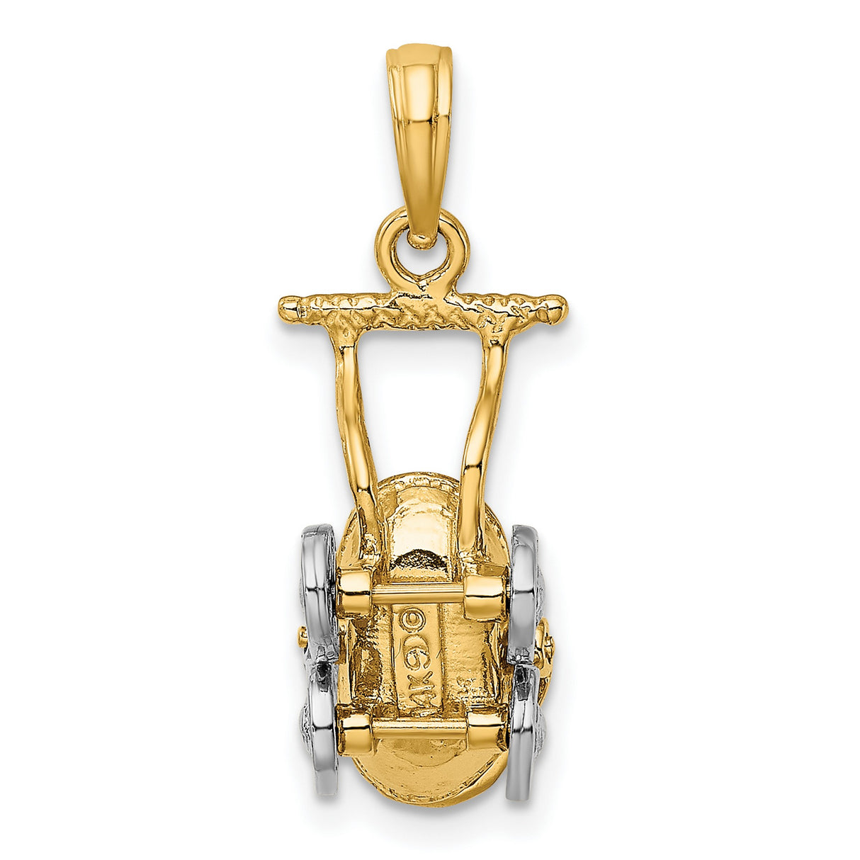 14k Multi-Tone Gold Baby Stroller Pendant, Carriage Design, Motherhood Charm for Women