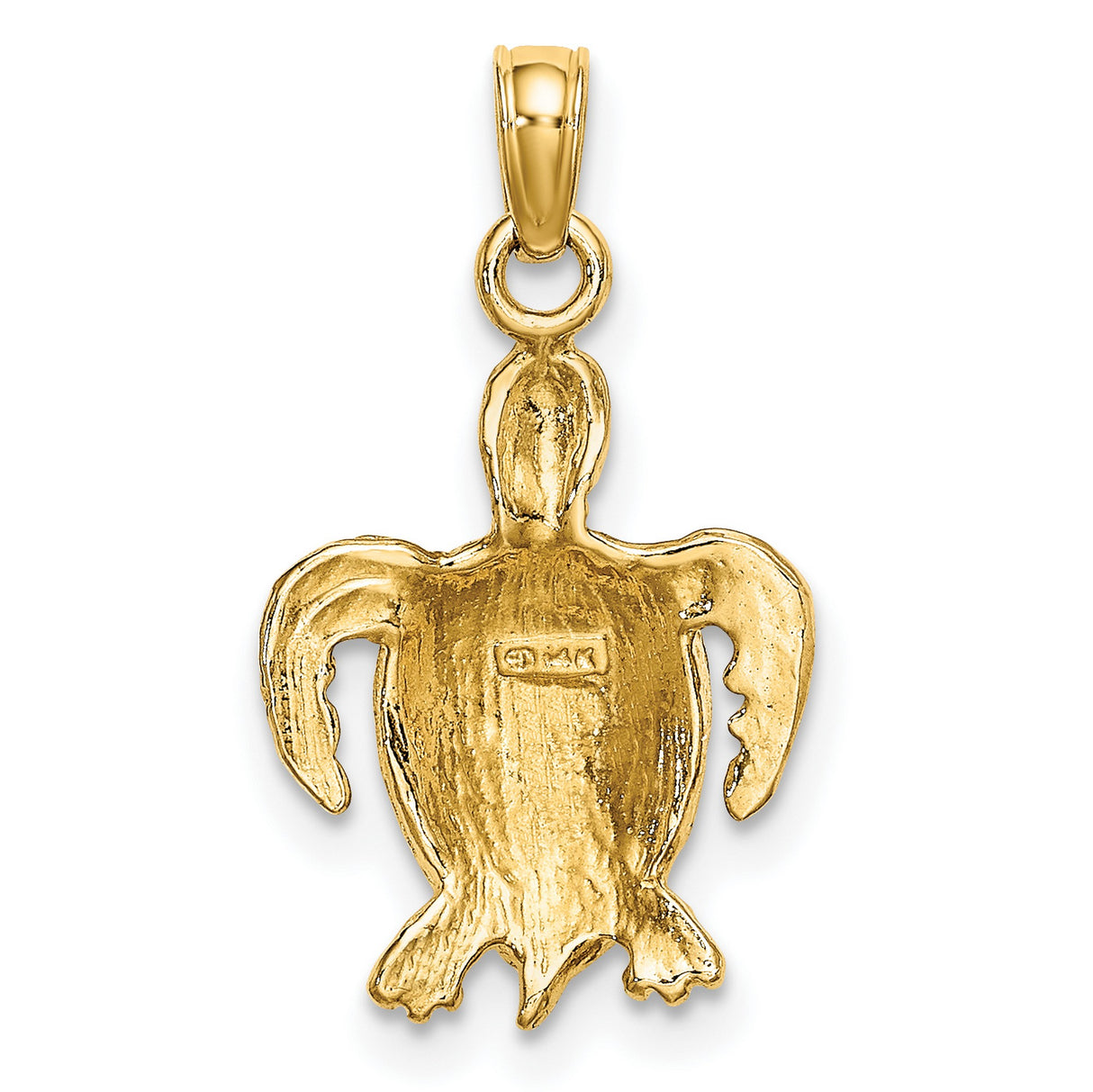 14k Multi-Tone Gold Sea Turtle Pendant with Textured Shell, Nautical Marine Life Theme