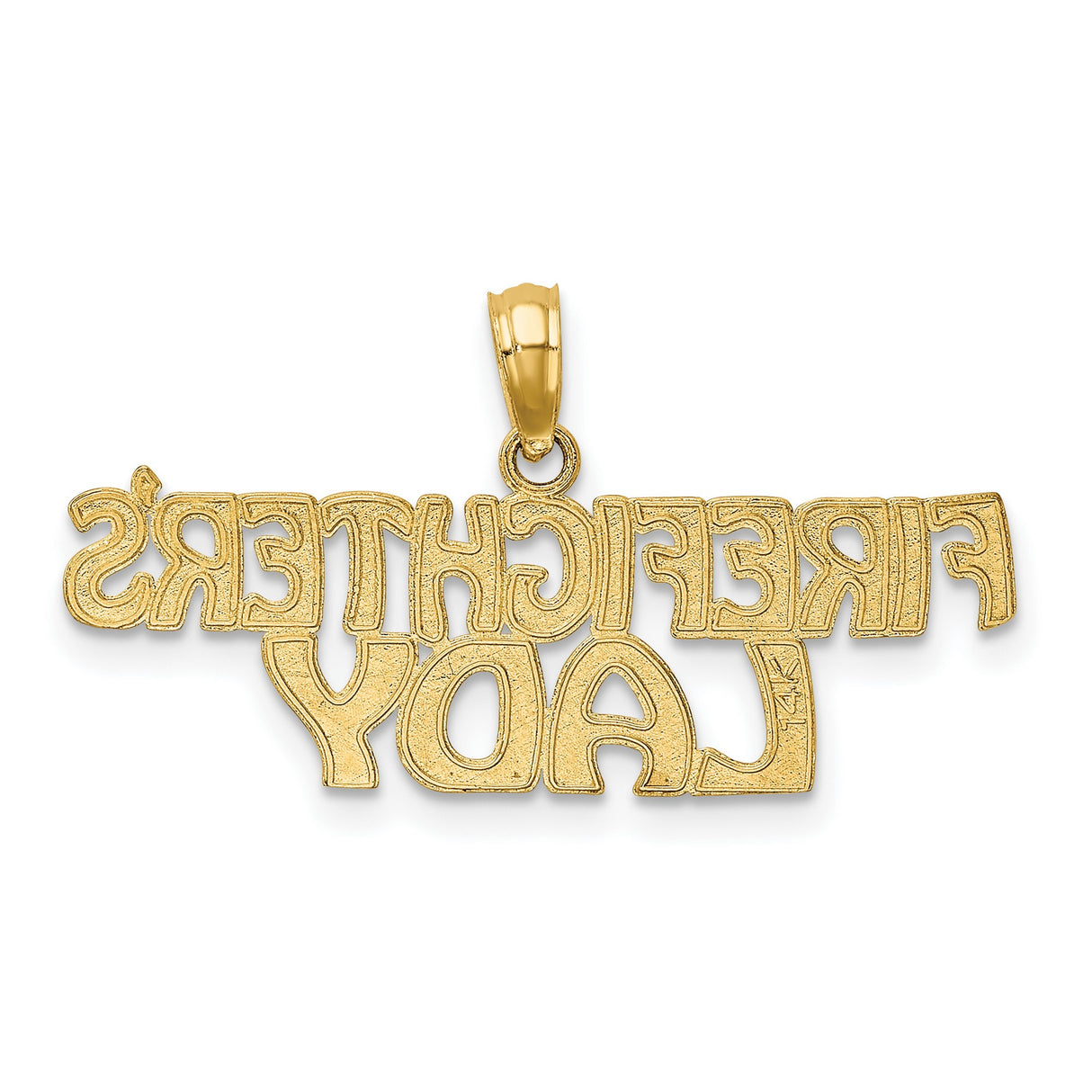 14k Yellow Gold Pendant, Firefighter Lady Theme, Romantic Tribute Jewelry for Women