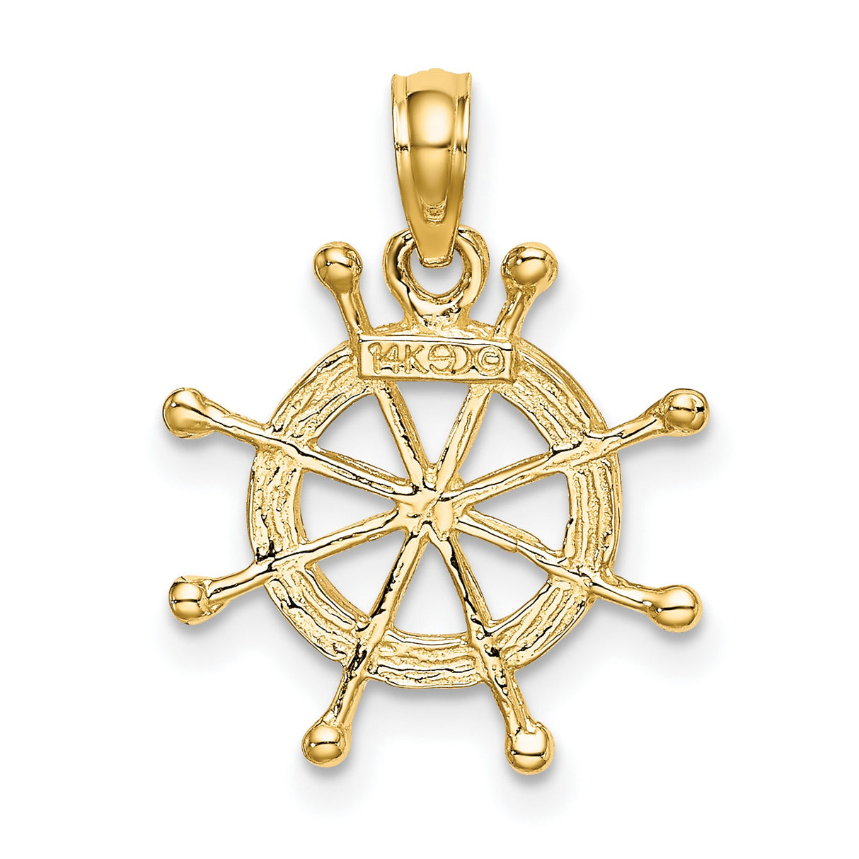 14k Multi-Tone Gold Ship Wheel Pendant, Nautical Sailing Theme for Men