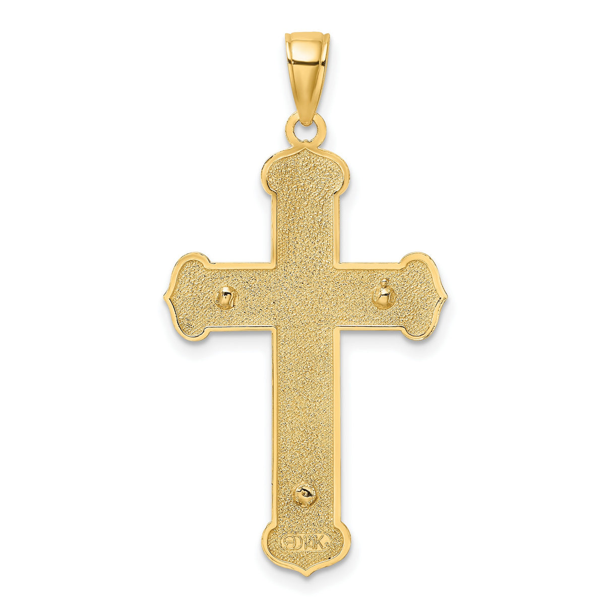 14k Multi-Tone Gold Crucifix Pendant with Jesus on Cross and Fleur-de-Lis Ends