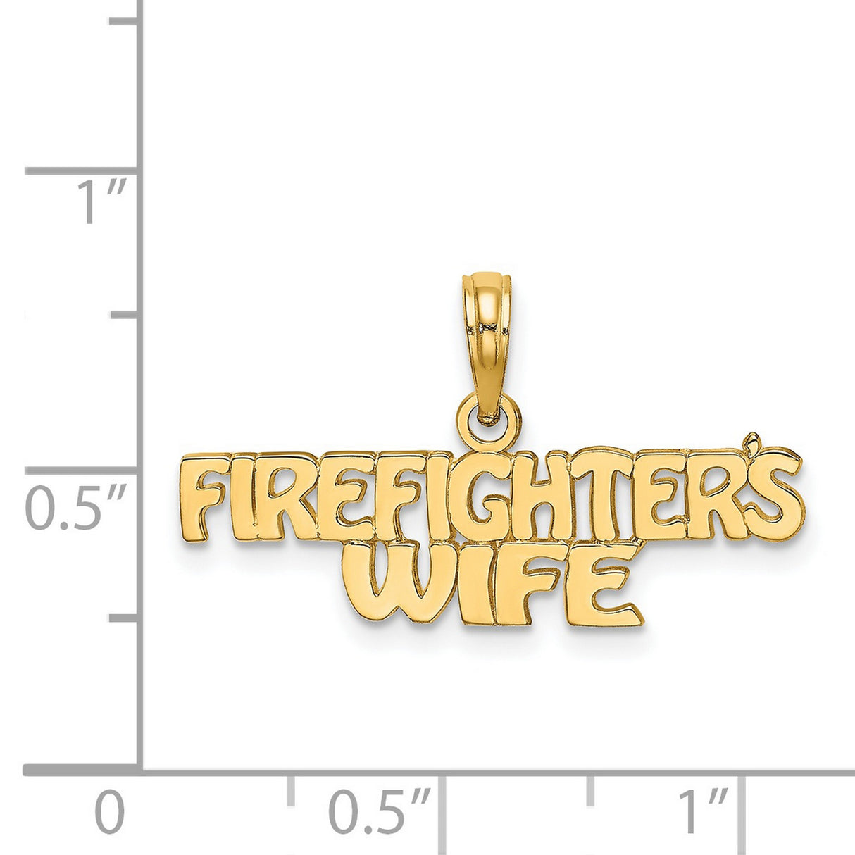 14k Yellow Gold Firefighter Wife Pendant, Solid Charm with Message and Sentimental Theme