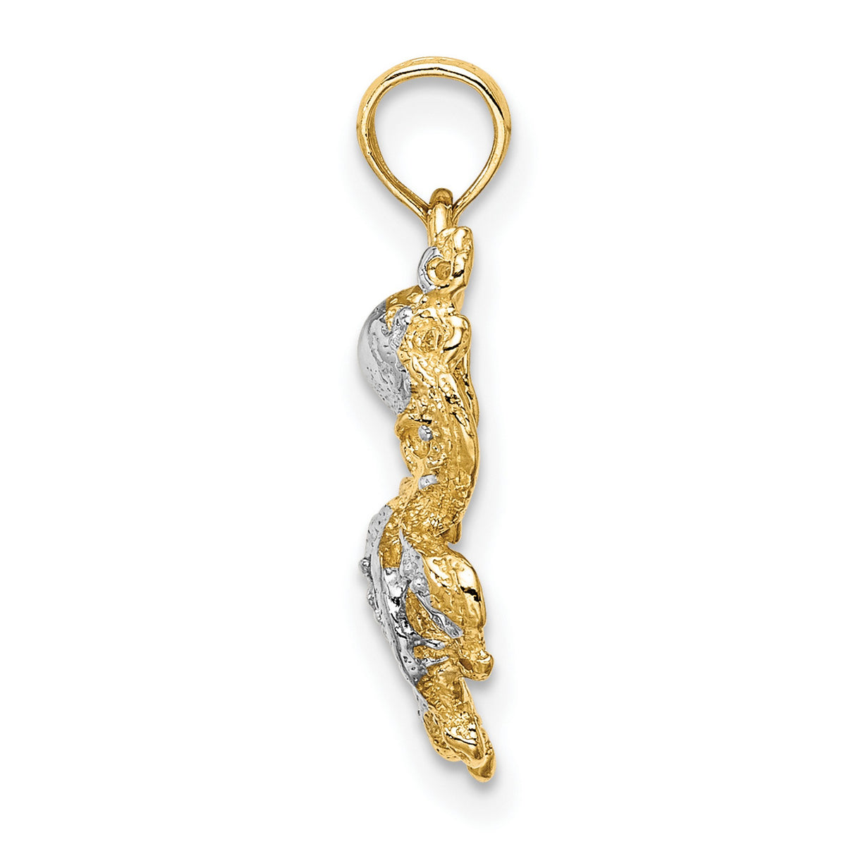 14k Multi-Tone Gold Octopus Pendant with Rhodium Finish, Nautical Marine Animal Design