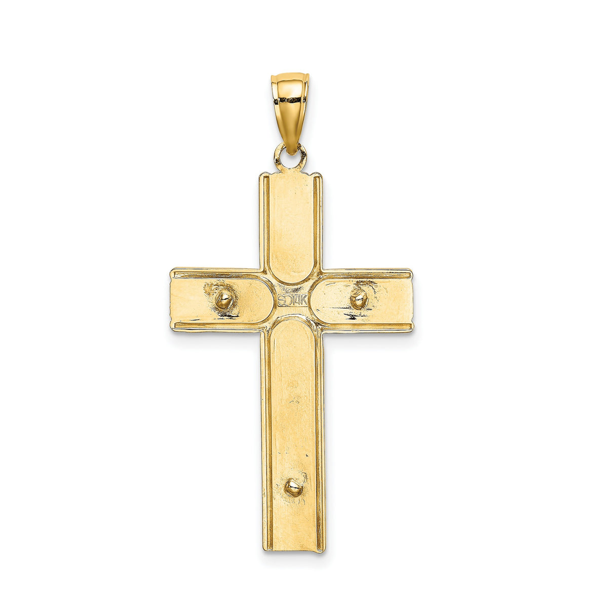 14k Yellow Gold Crucifix Pendant with Jesus on the Cross, Textured Religious Design