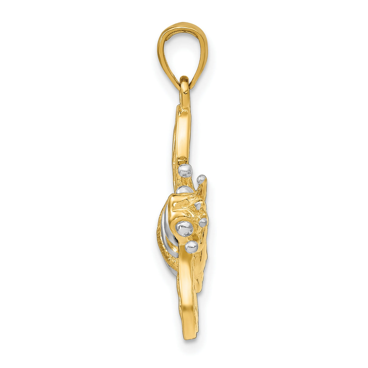 14k Yellow Gold and Rhodium Bumblebee Pendant with Two-Tone Textured Design