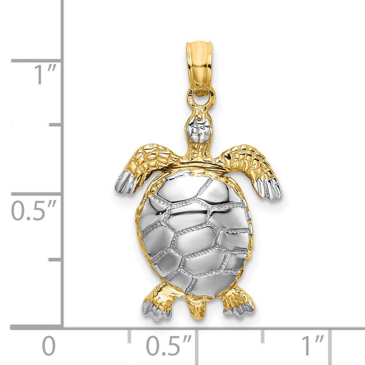 14k Multi-Tone Gold Sea Turtle Pendant, Ocean Animal Charm, Nature Jewelry for Women or Unisex Wear