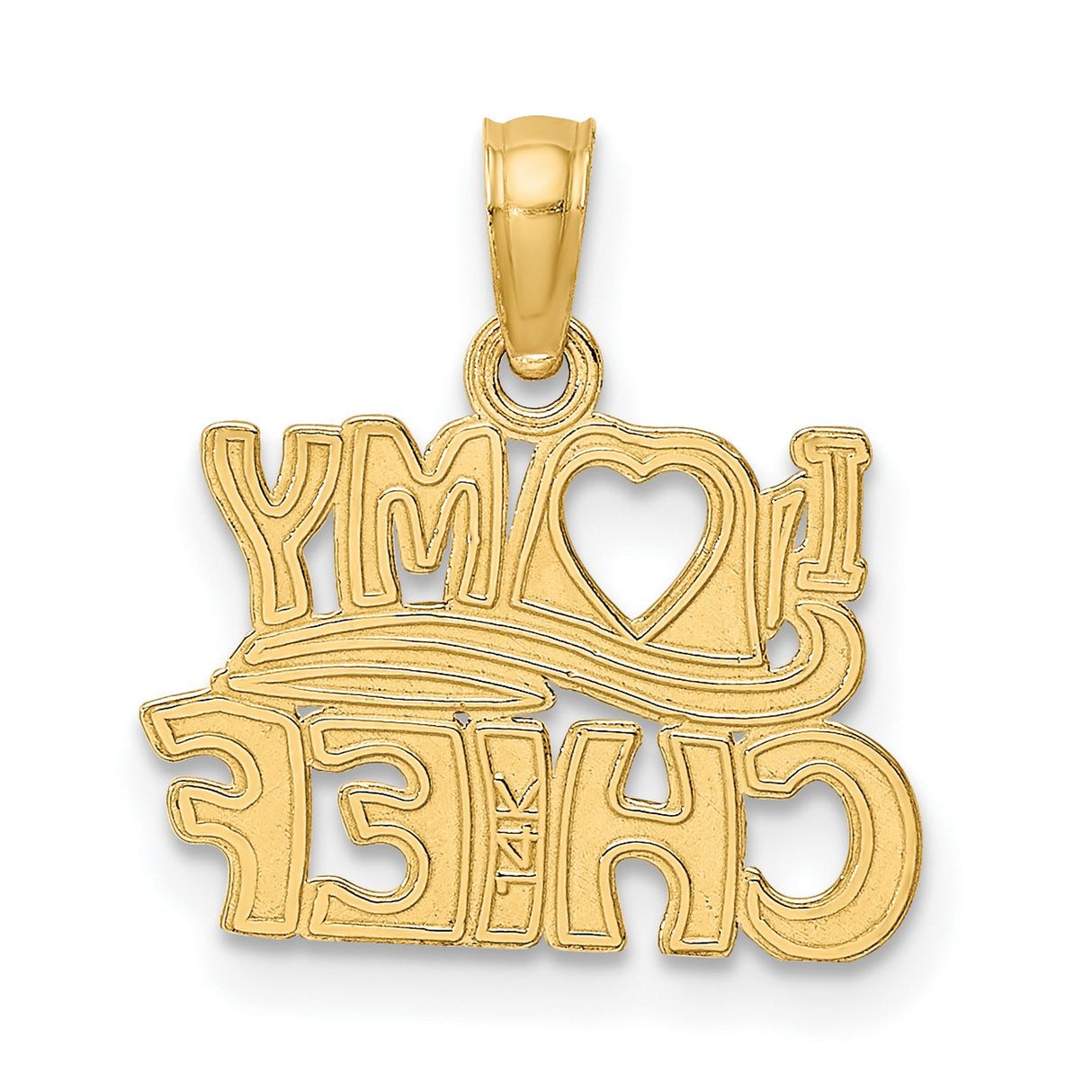 14k Yellow Gold Chef Pendant with Hat Design and Heart Charm, Culinary Appreciation Jewelry