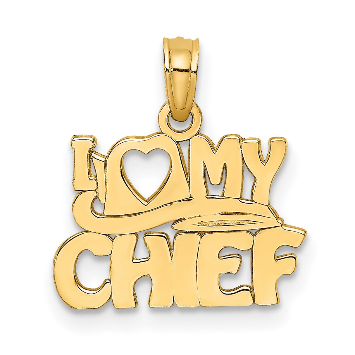 14k Yellow Gold Chef Pendant with Hat Design and Heart Charm, Culinary Appreciation Jewelry