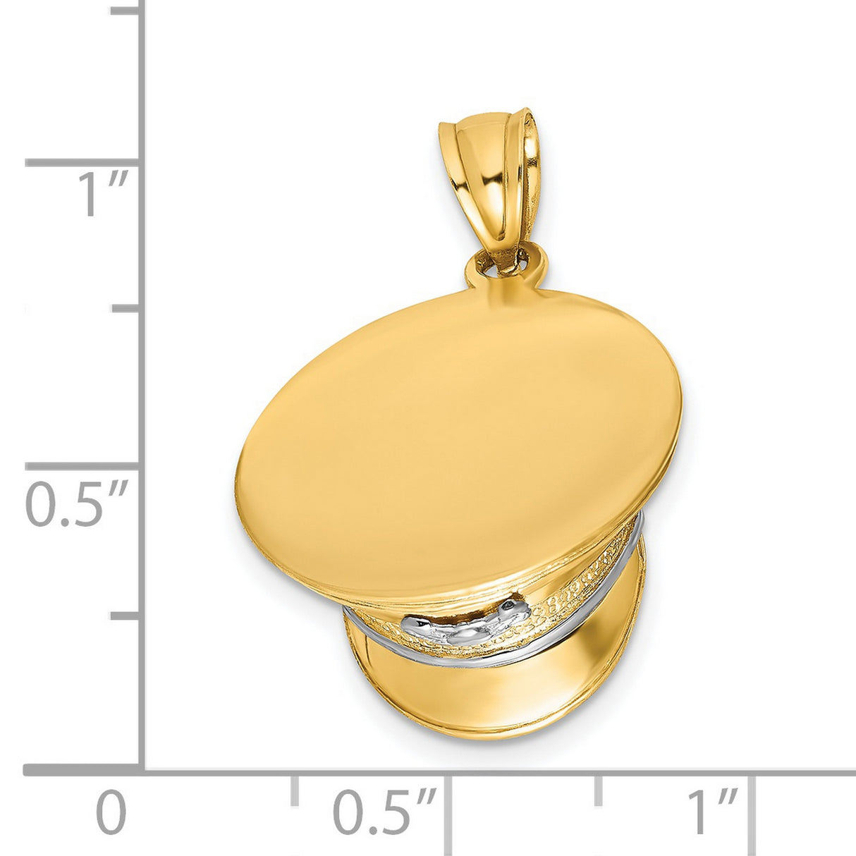 14k Multi-Tone Gold Military Hat Pendant, Detailed Service Cap Design, Patriotic Theme for Men