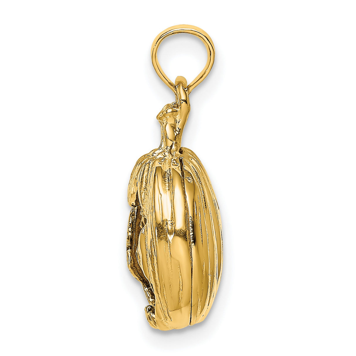 14k Multi-Tone Gold Halloween Pendant with Black Cat in Pumpkin and Moon Design