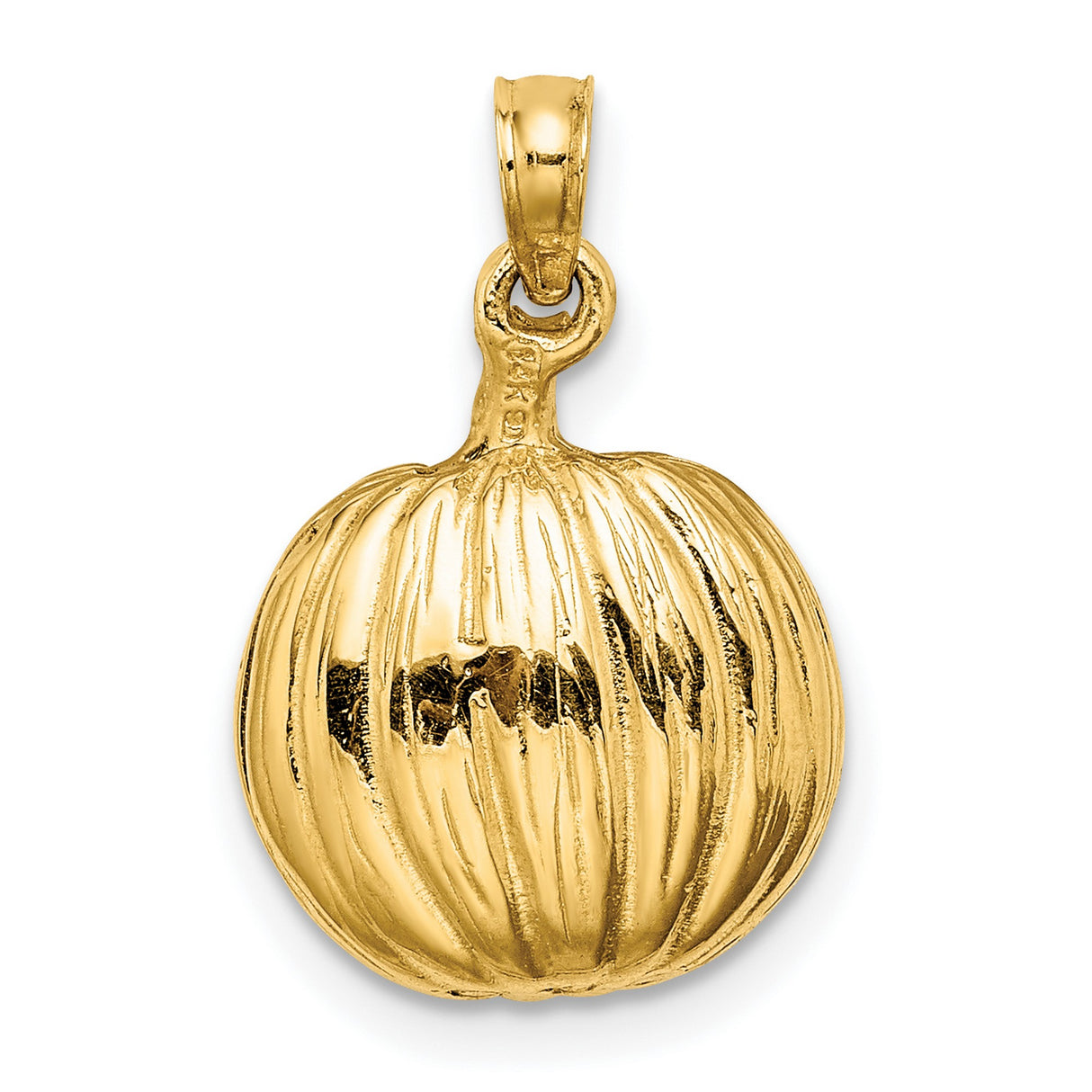 14k Multi-Tone Gold Halloween Pendant with Black Cat in Pumpkin and Moon Design