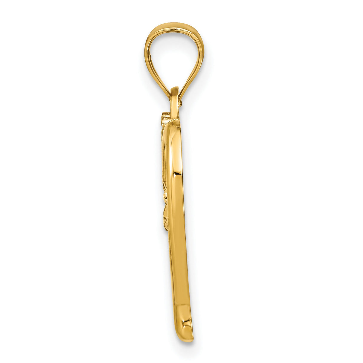 14k Multi-Tone Gold Heart Pendant with Open Heart Design and Diamond-Cut Accents for Women