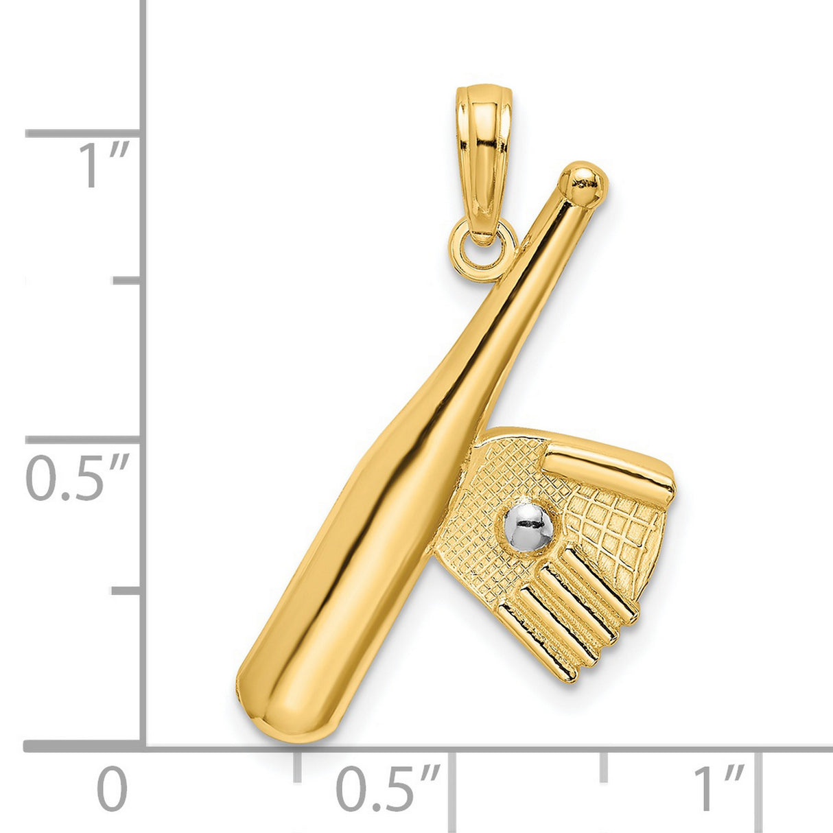 14k Multi-Tone Gold Baseball Bat, Glove, and Ball Pendant, Sports Charm for Unisex Fans and Athletes