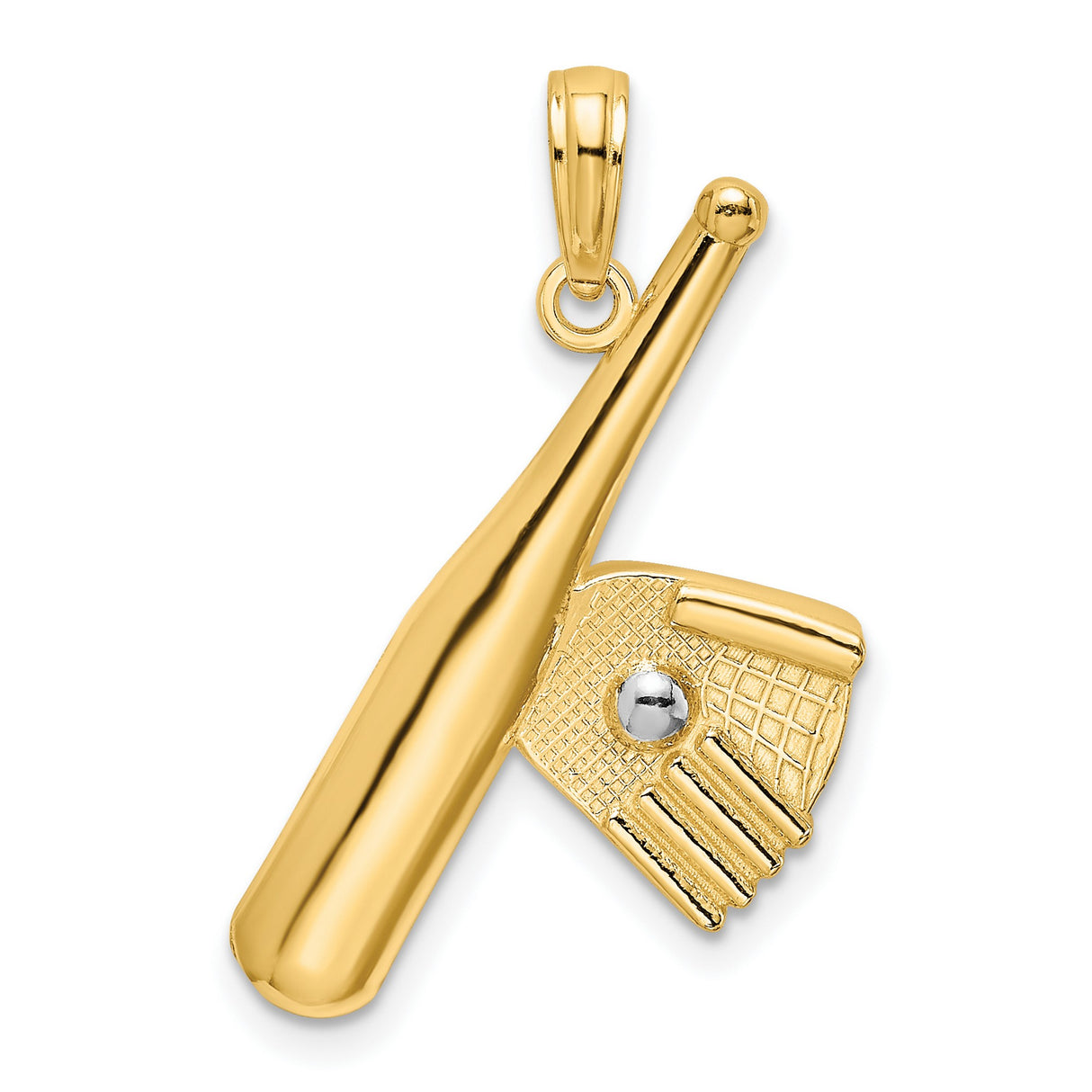14k Multi-Tone Gold Baseball Bat, Glove, and Ball Pendant, Sports Charm for Unisex Fans and Athletes
