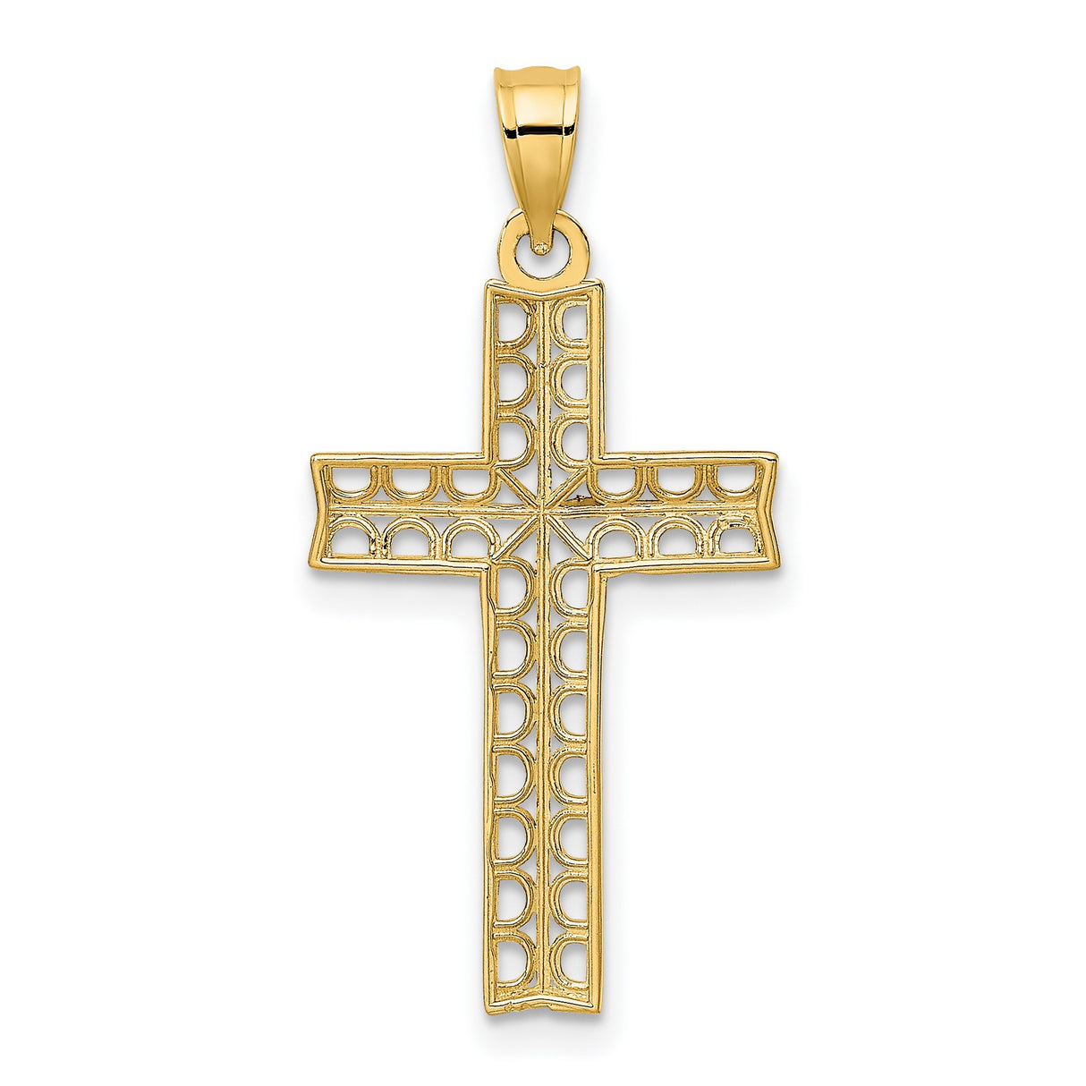 14k Yellow and White Gold Cross Pendant, Polished Finish, Spiritual Symbol for Men and Women