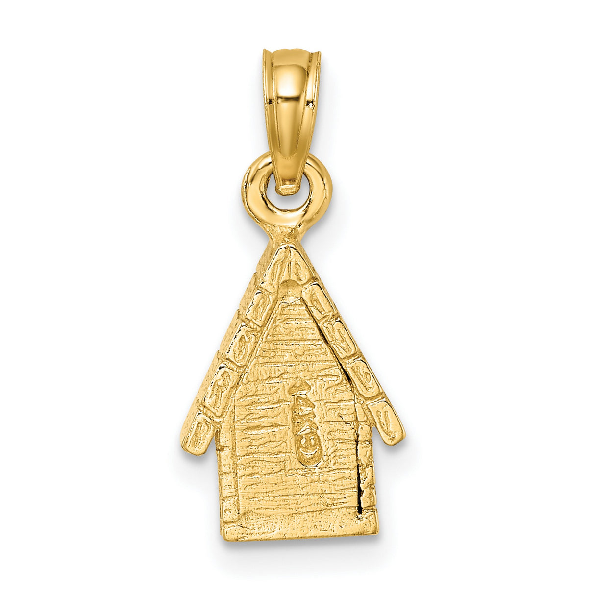 14k Two-Tone Gold Doghouse Pendant with Dog Inside, Pet Lover Charm