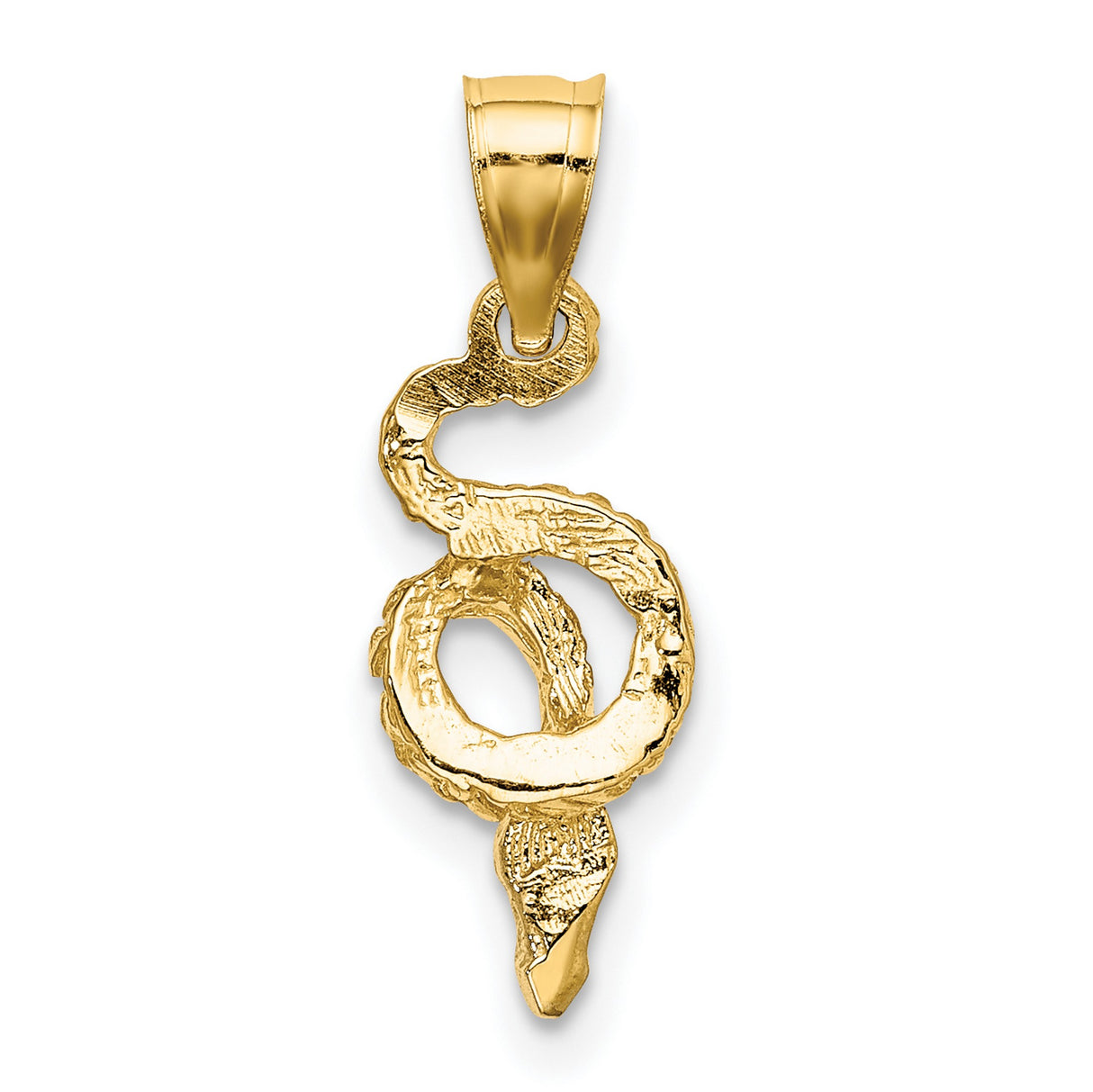 14k Multi-Tone Gold Snake Pendant with Rhodium Head, Coiled Serpent Design