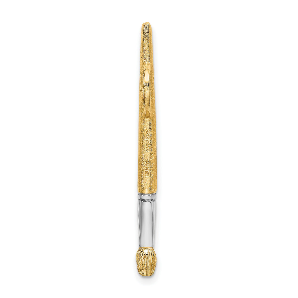 14k Multi-Tone Gold Paintbrush Pendant with Rhodium Accent, Artistic Design for Art Lovers