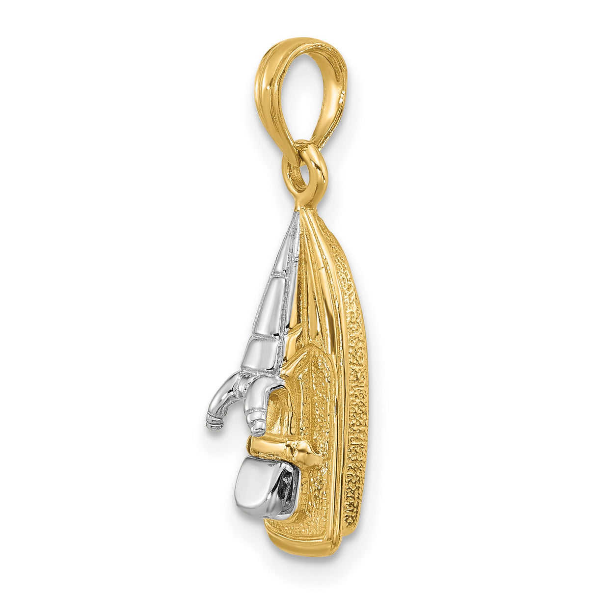 14k Multi-Tone Gold Sailboat Pendant, Nautical Marine Charm for Sailing Lovers