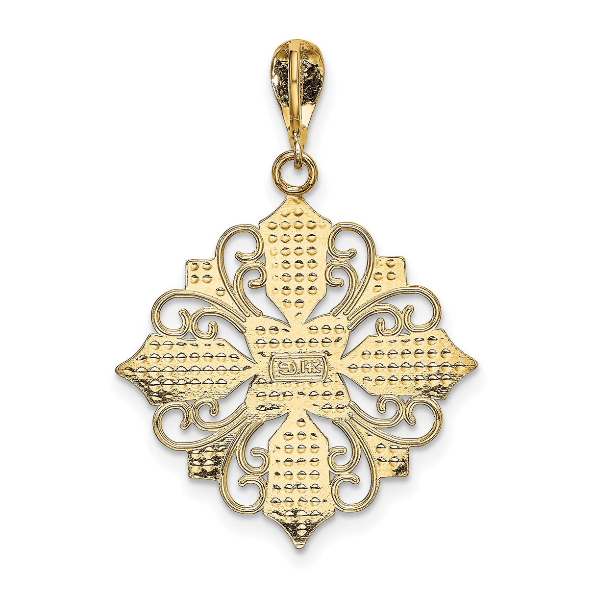 14k Multi-Tone Gold Filigree Cross Pendant, Ornate Christian Design for Women