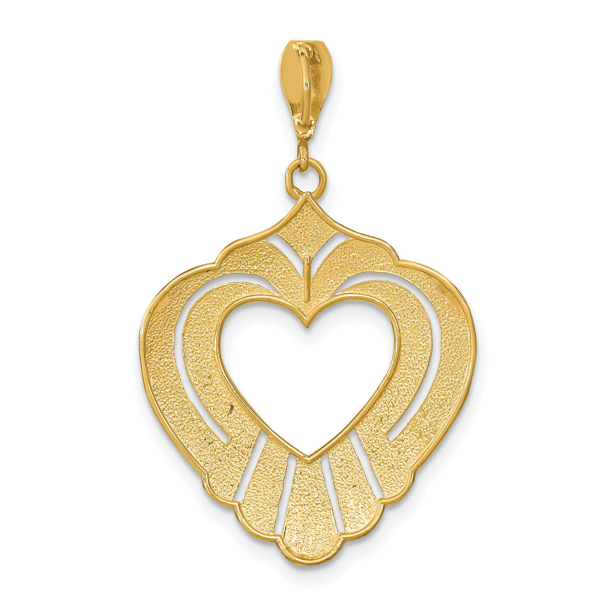 14k Two-Tone Gold Heart Claddagh Pendant, Celtic Design with Textured Detailing for Women