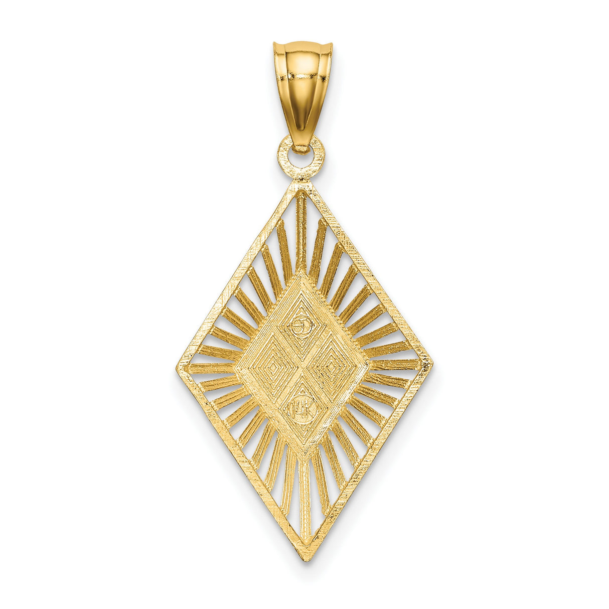 14k Multi-Tone Gold Pendant with Sunburst Design and Rhodium Detail