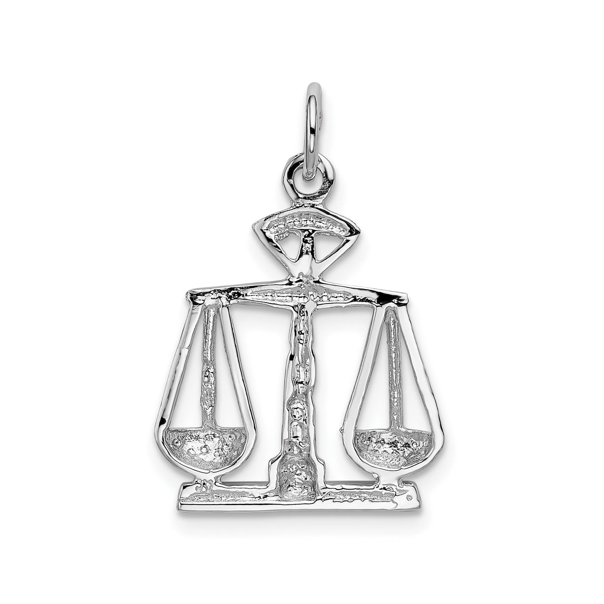 14k White Gold Scales of Justice Pendant, Balance Symbol Charm, Law Theme Jewelry