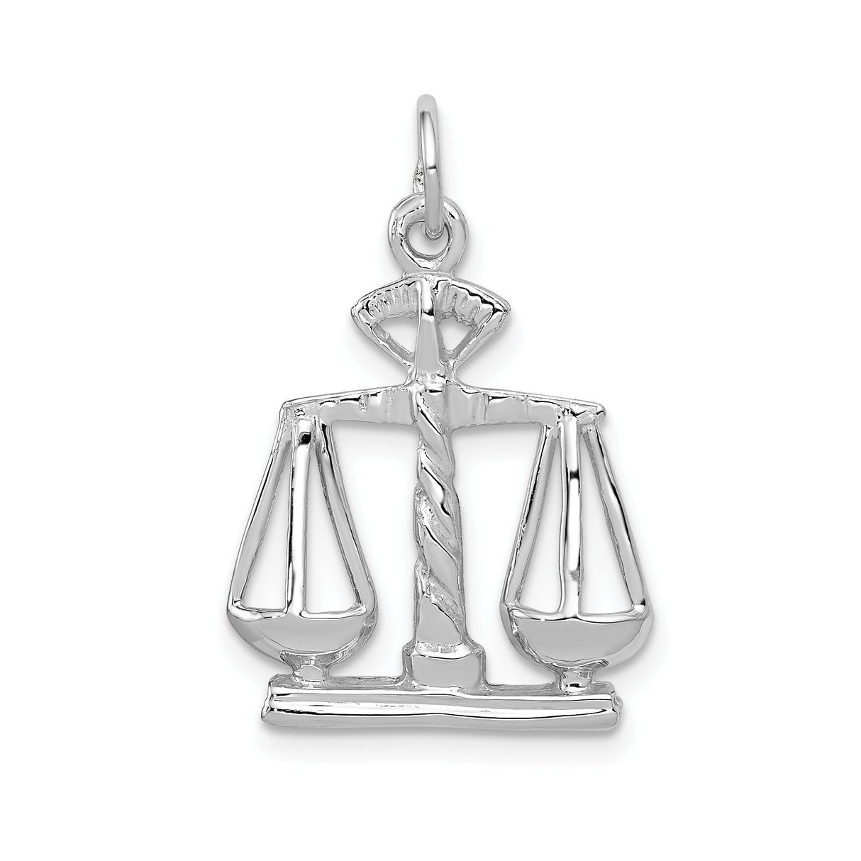 14k White Gold Scales of Justice Pendant, Balance Symbol Charm, Law Theme Jewelry