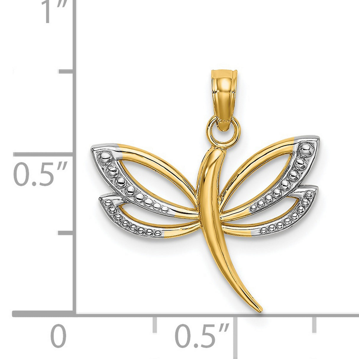 14k Multi-Tone Gold Dragonfly Pendant with Detailed Wings, Nature-Inspired Jewelry for Women