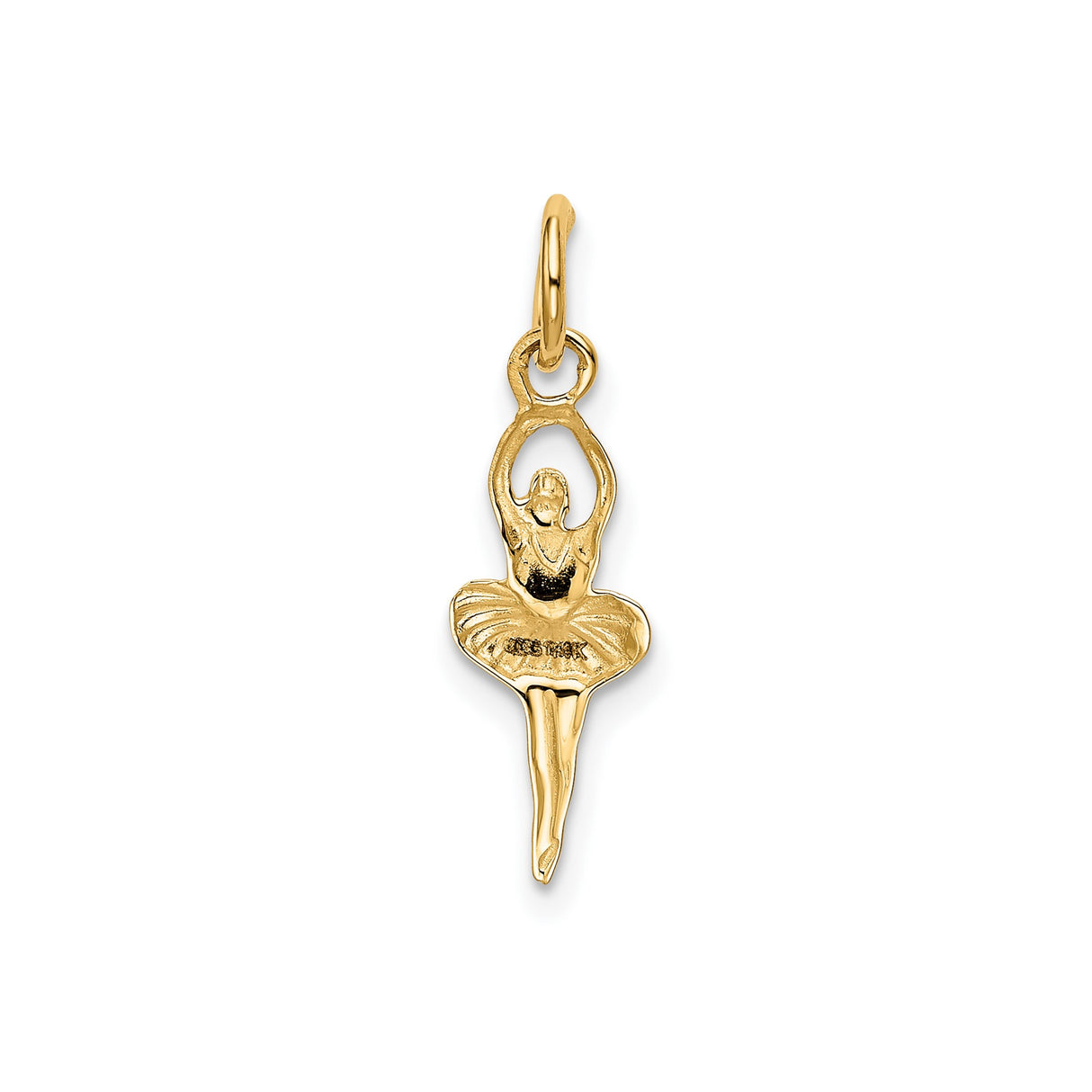 14k Yellow Gold Ballerina Pendant with Raised Arms and Tutu, Classic Ballet Dancer Charm for Women