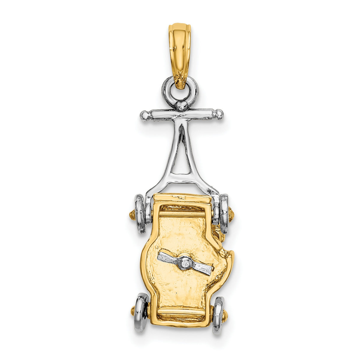 14k Two-Tone Gold Boxing Glove Pendant with Speed Bag and Bar Detail