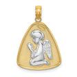 14k Multi-Tone Gold Angel Pendant with Halo and Wings, Praying Religious Charm for Women