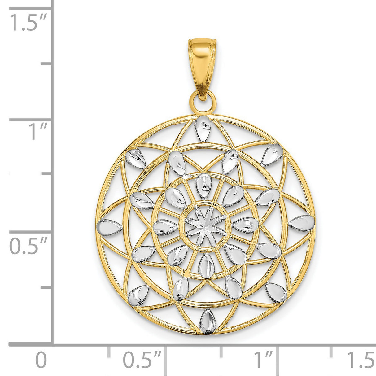 14k Multi-Tone Gold Mandala Pendant with Layered Geometric Openwork Design for Women