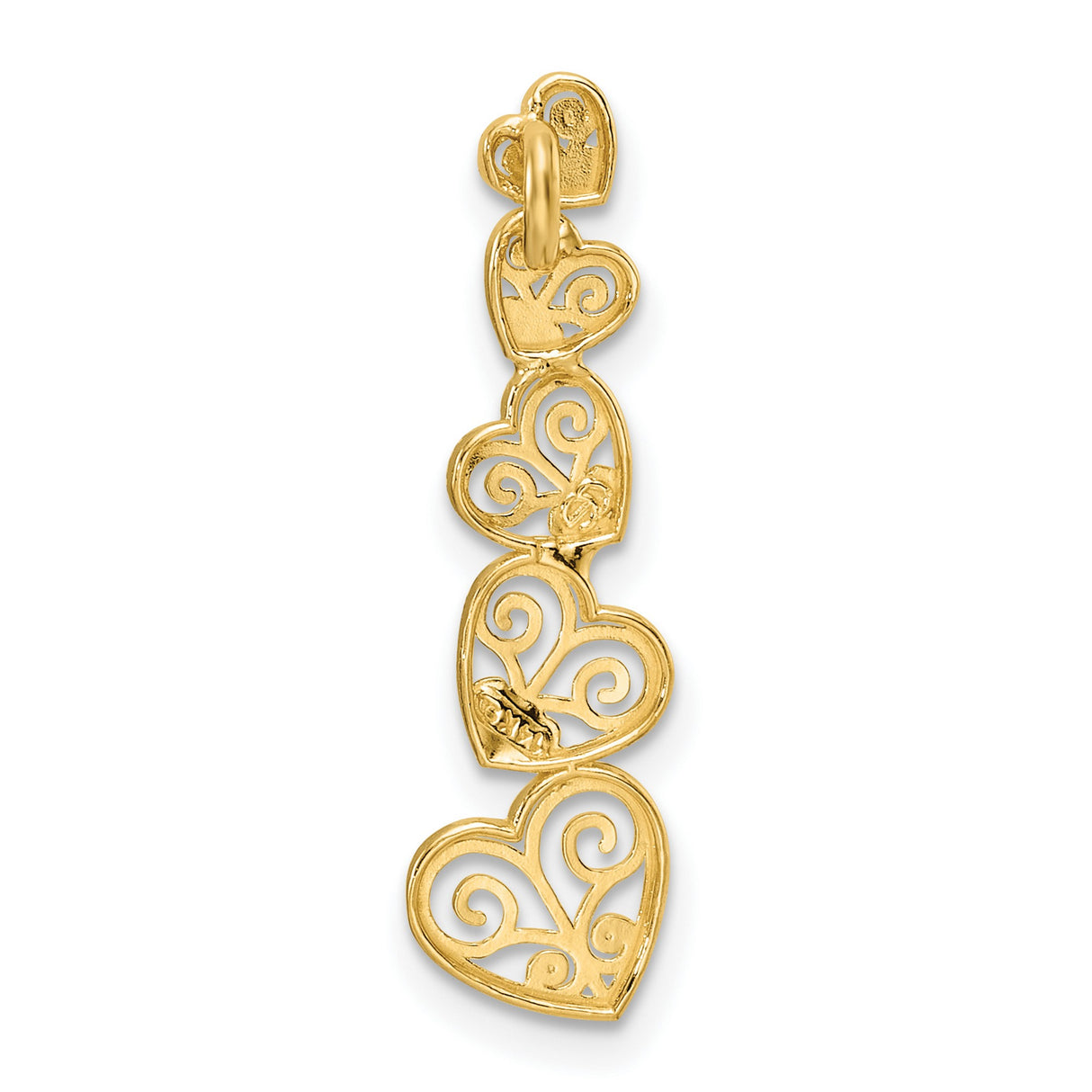 14k Two-Tone Gold Heart Pendant with Openwork Hearts and Scroll Filigree Design