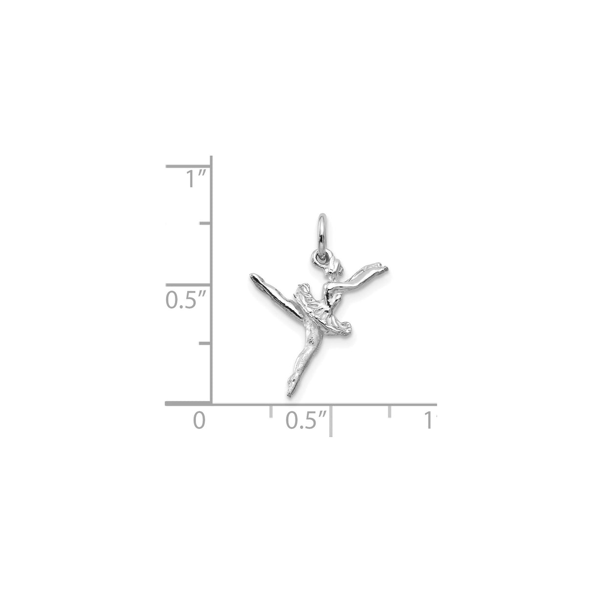 14k White Gold Ballerina Pendant in Mid-Leap Pose, 3D Dance Charm for Women
