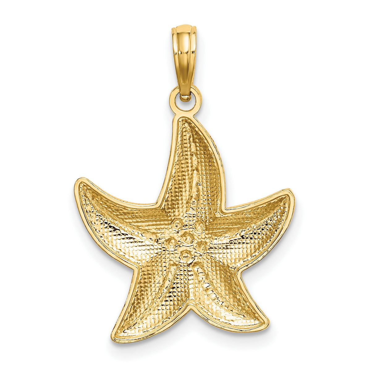 14k Multi-Tone Gold Starfish Pendant with Textured Nautical Ocean Design for Women