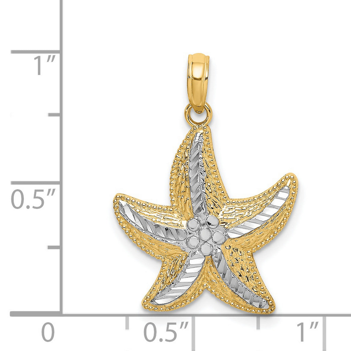 14k Multi-Tone Gold Starfish Pendant with Textured Nautical Ocean Design for Women