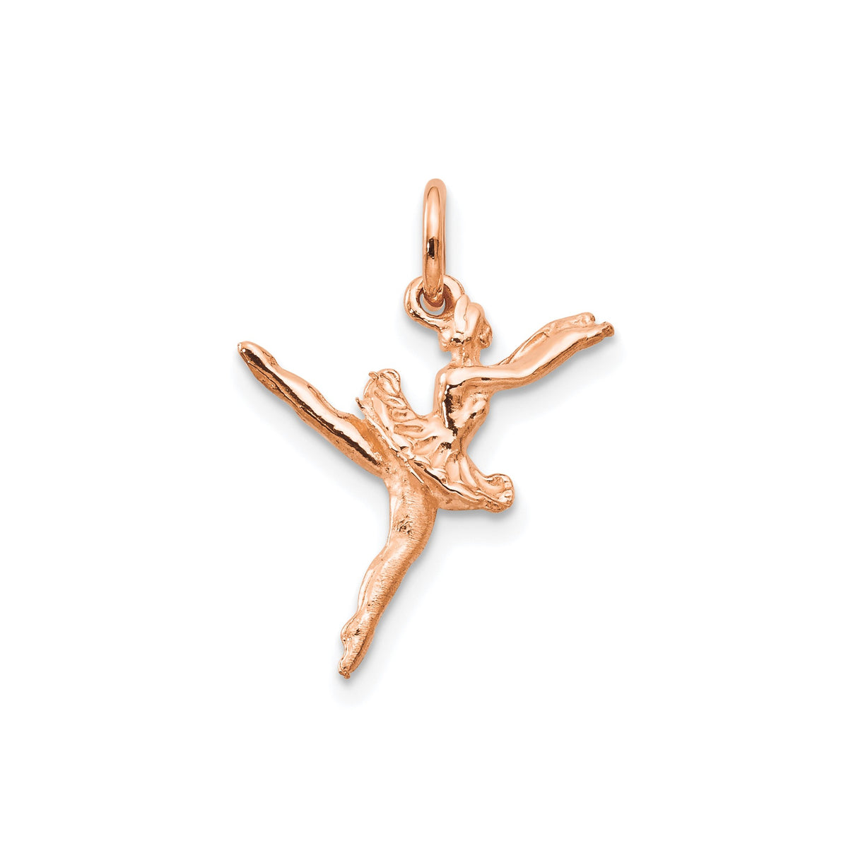 14k Rose Gold Ballerina Pendant with Graceful Dancer Charm, Ballet Theme Jewelry for Women