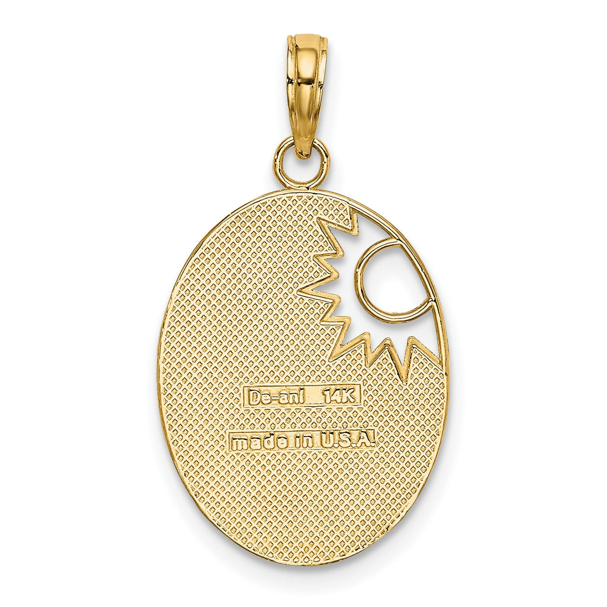 14k Yellow Gold and Rhodium Sunburst Oval Pendant, You Are My Sunshine Engraving, Two-Tone Design