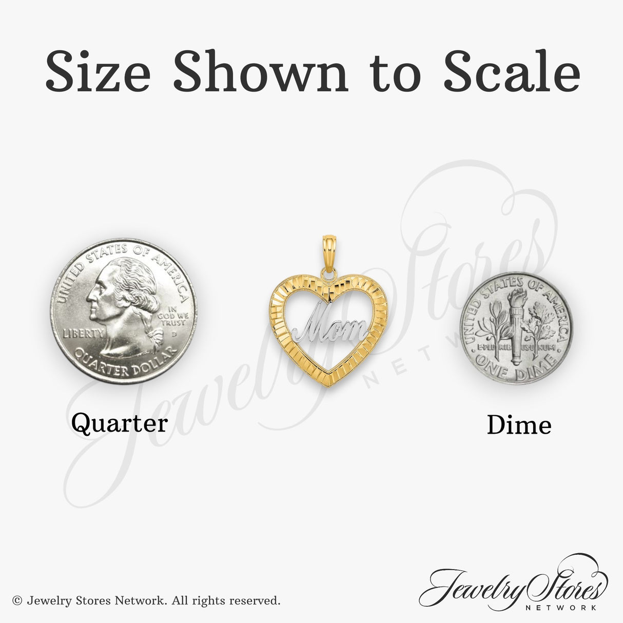 14k Multi-Tone Gold Heart Mom Pendant with Script Design for Women