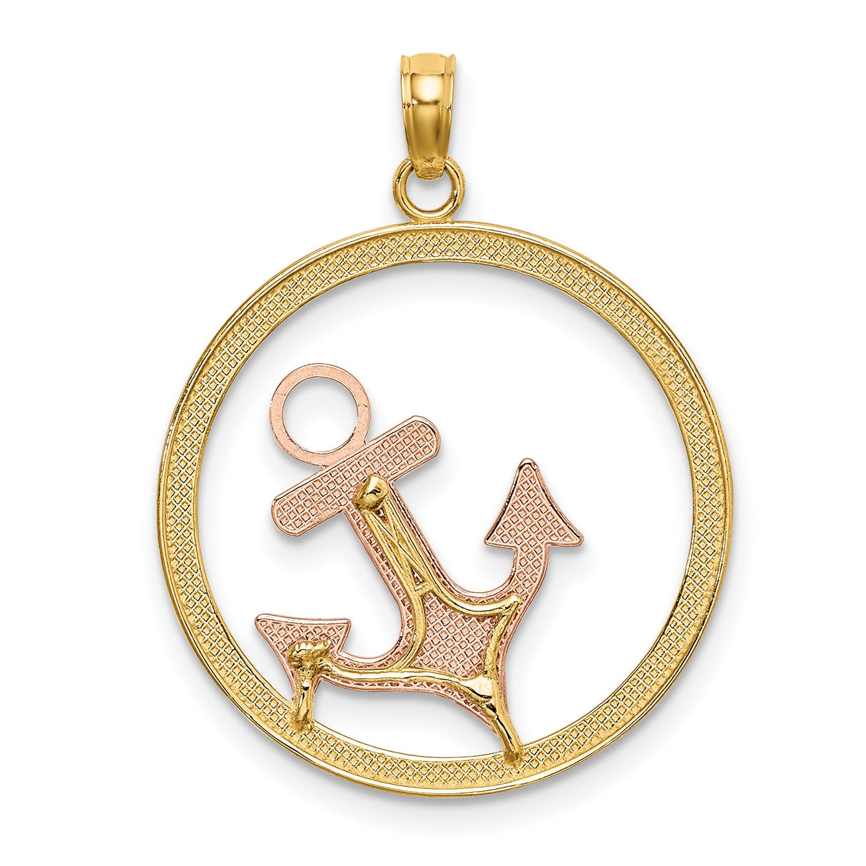 14k Two-Tone Gold Anchor Pendant, Nautical Symbol of Hope, Faith, and Stability