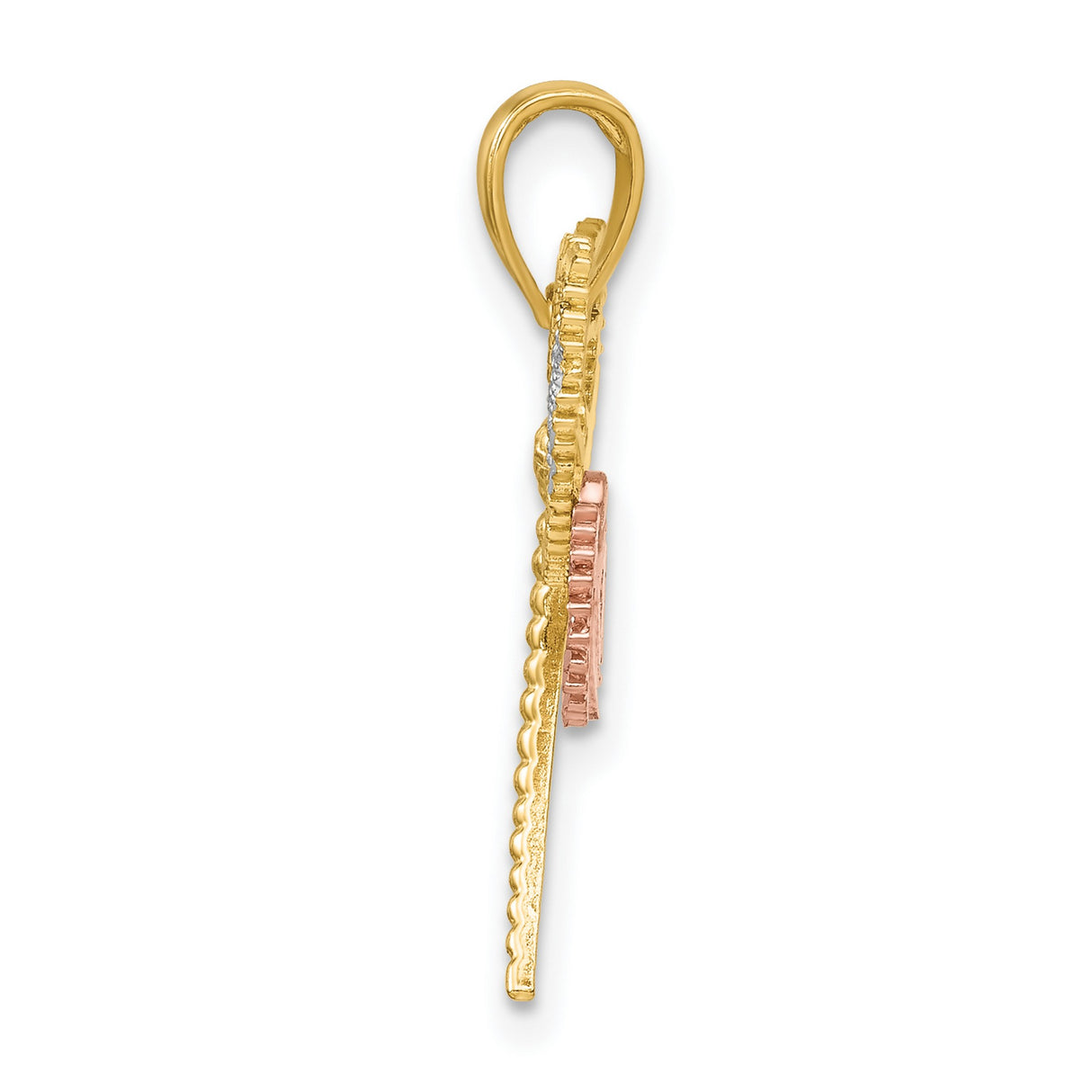14k Two-Tone Gold Dragonfly Pendant with Yellow, White, and Rose Gold Detailing