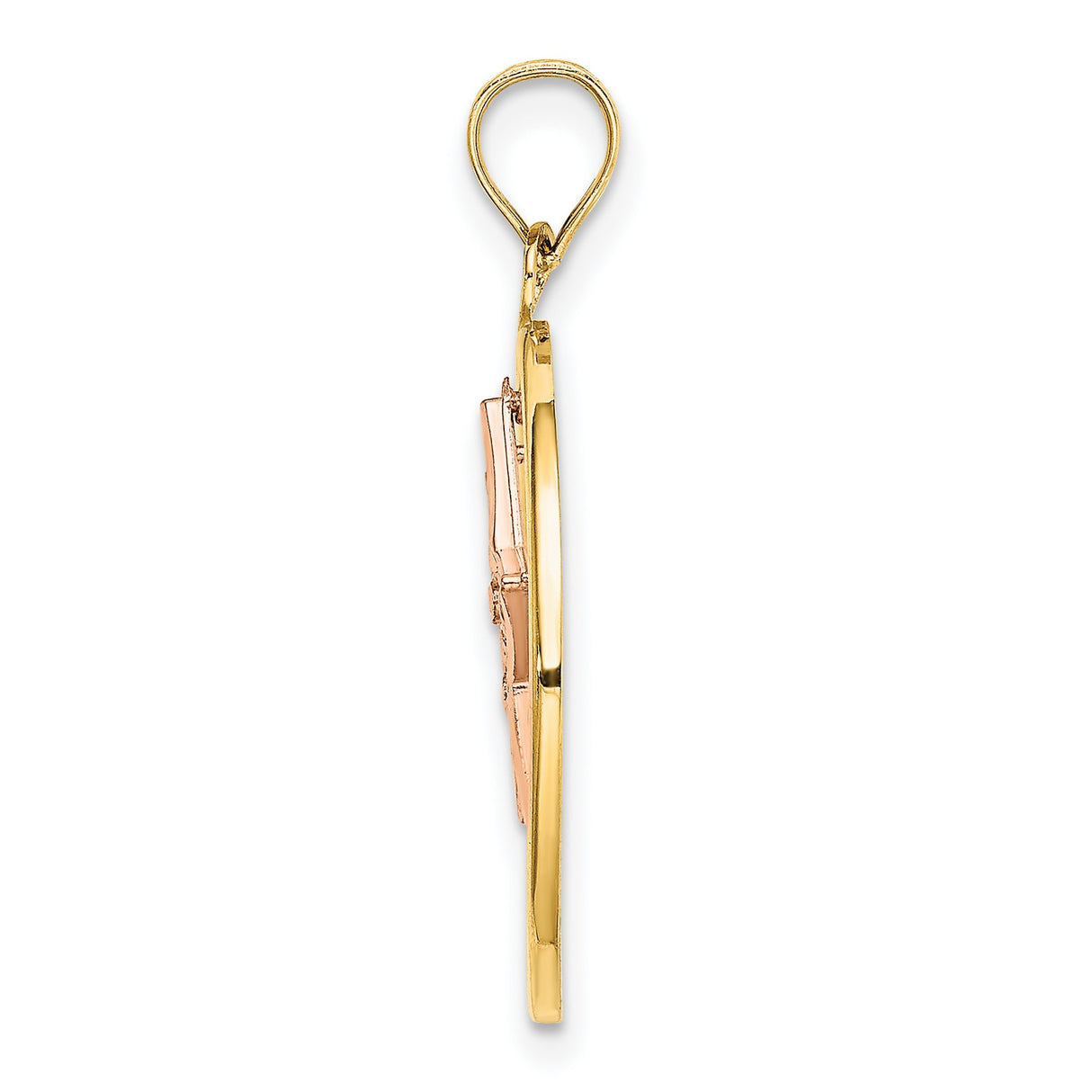 14k Two-Tone Gold Star Pendant with Diamond Cut Accents and Textured Rose Gold Star